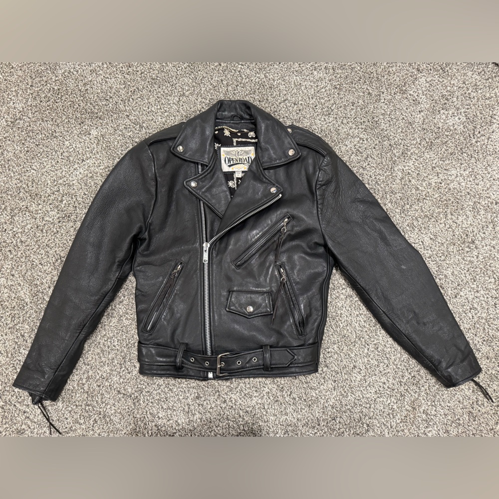 Vintage Open Road leather moto jacket, size men's XS - Picture 4 of 16
